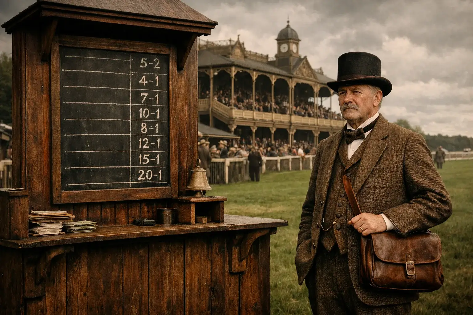 Britische Rennbahn mit historischem Buchmacher-Stand