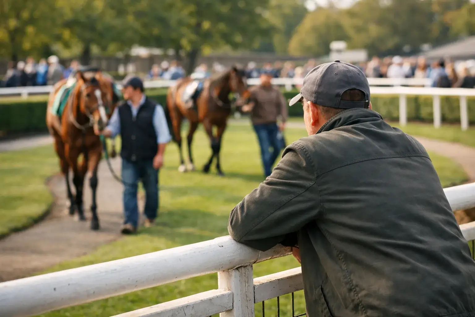 Wetter studiert Pferdeform am Paddock