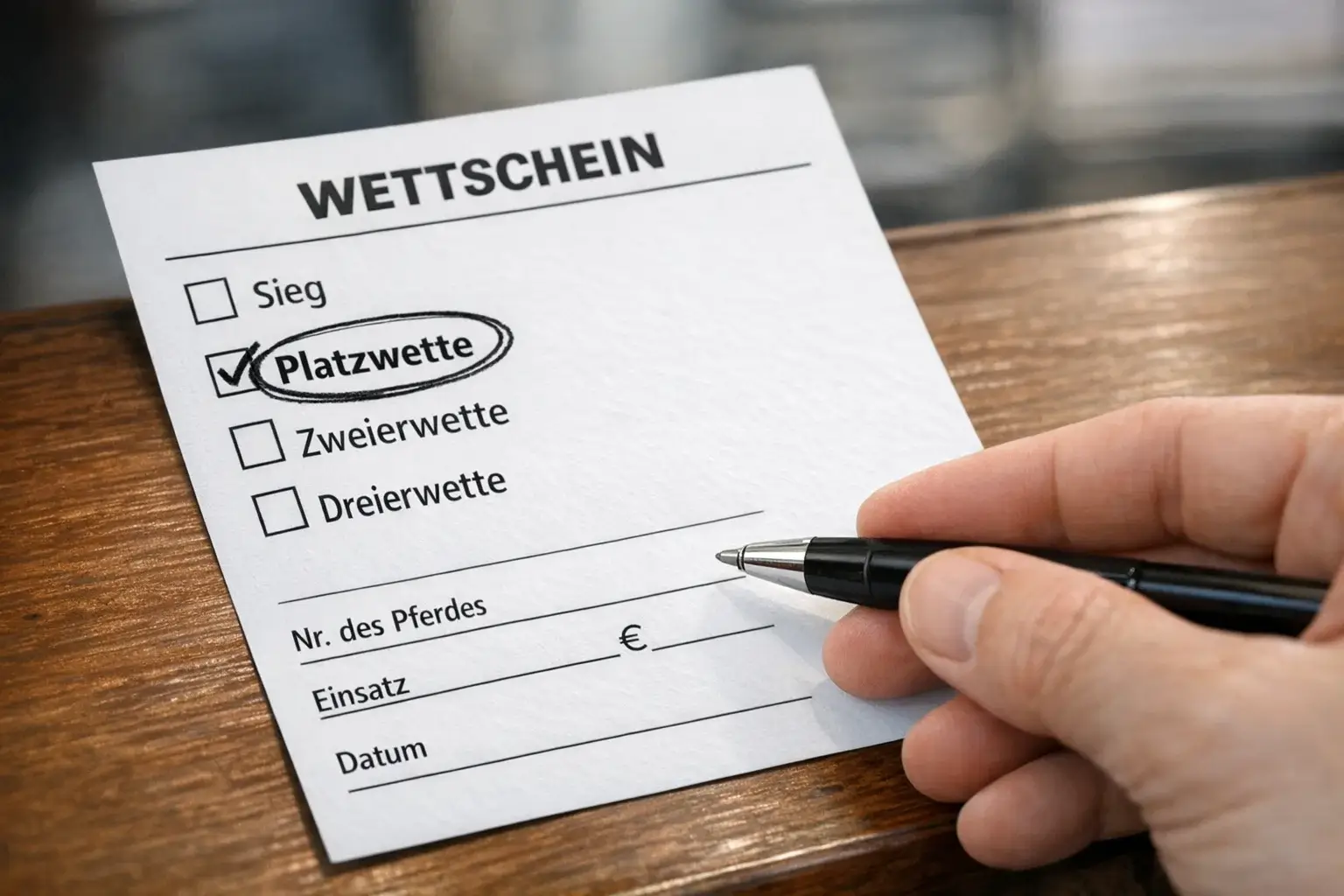 Wettschein mit markierter Platzwette Option