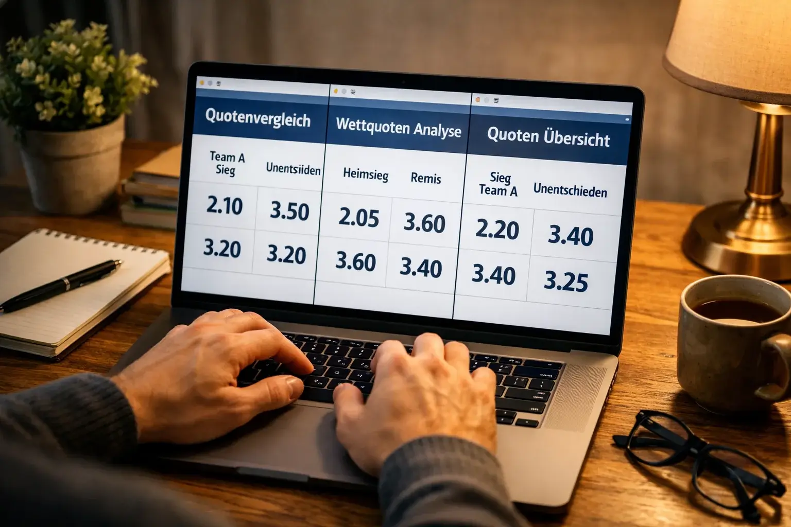 Laptop mit mehreren Wettanbietern zum Quotenvergleich