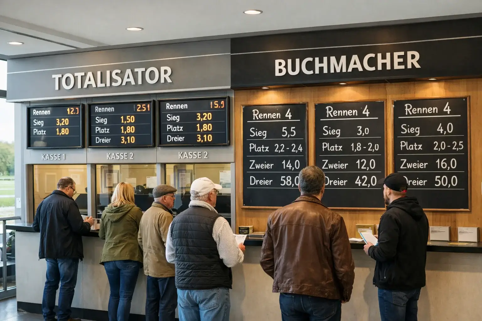 Moderner Wettschalter auf der Rennbahn